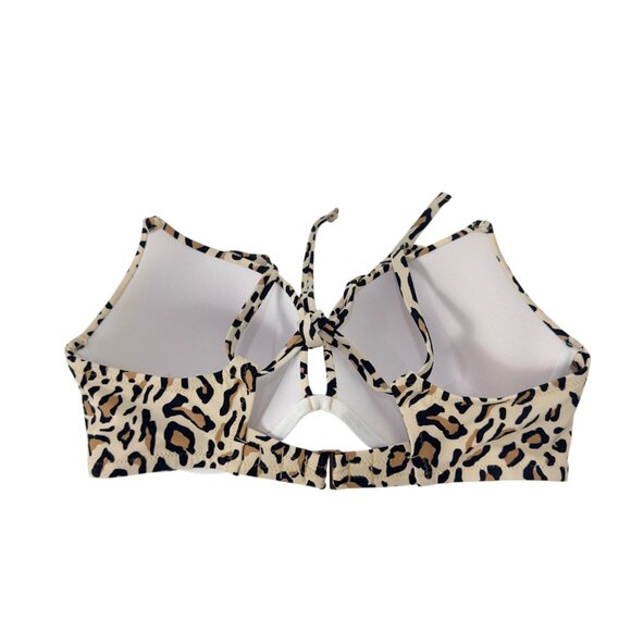 Shade & Shore Women Leopard Print Underwire Bikini Top 34DD Adjustable Strap - Picture 3 of 11